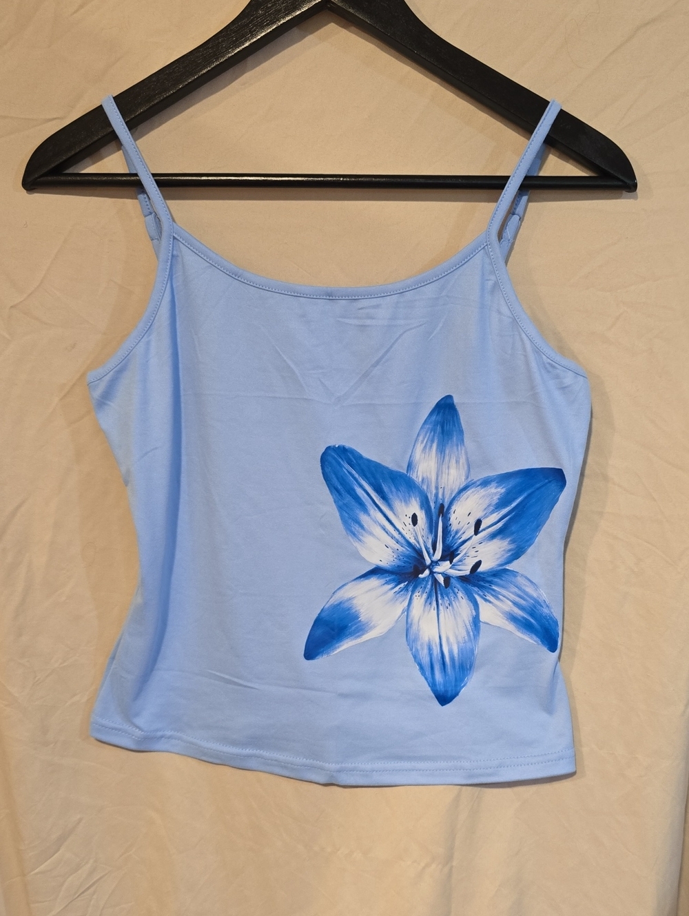 Light Blue Floral Spaghetti-Strap Camisole